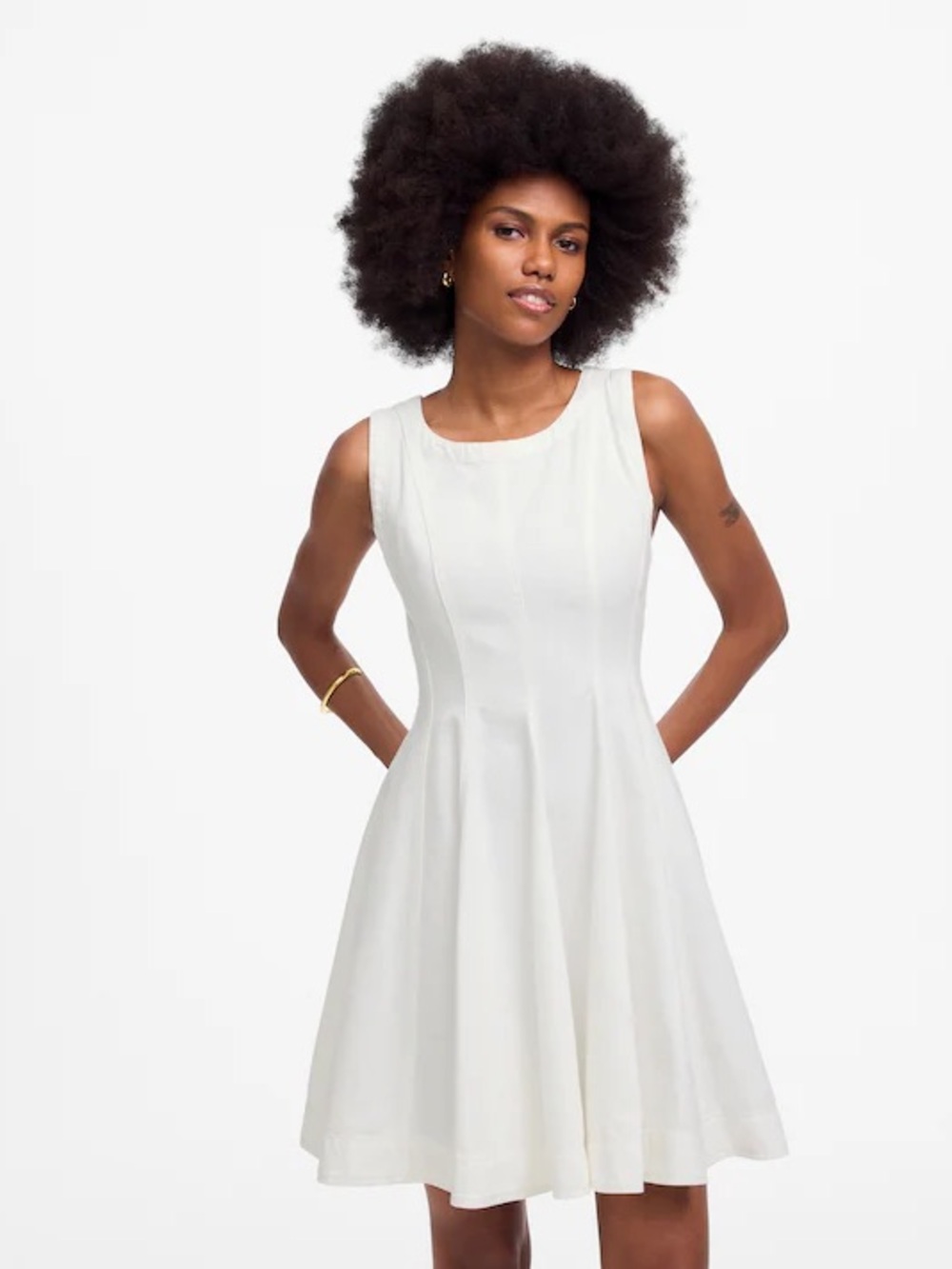 Madewell Circle Mini Dress Size Mesium: Airy Denim Edition in Pure White